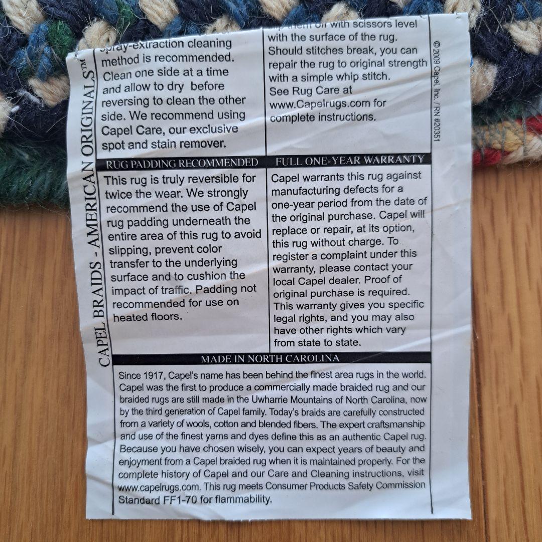 ■美品■L.L.Bean/ブレイド•ウール•ラグ by Capel社