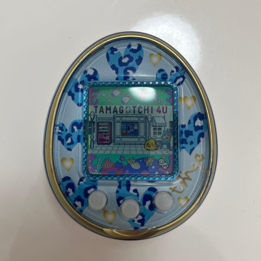 【動作確認済み】たまごっち4U ブルー　ヒョウ柄ハート