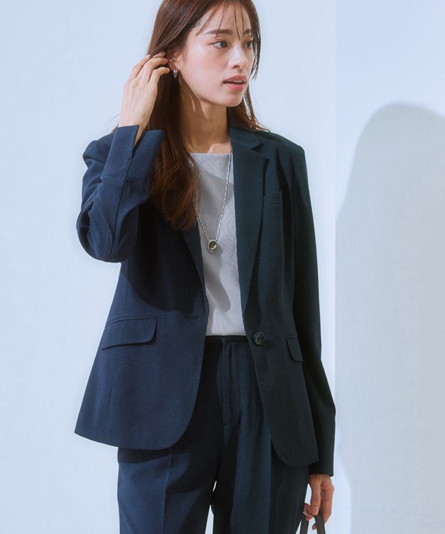 最終半額値下【ネイビー夏用】★¥17,578-新品未使用タグ付き★パンツスーツL