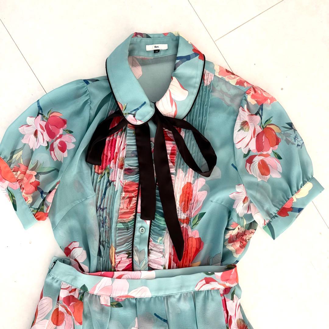 Sov. ソブ シフォン オリジナル ブラウス ＆スカートセットアップ