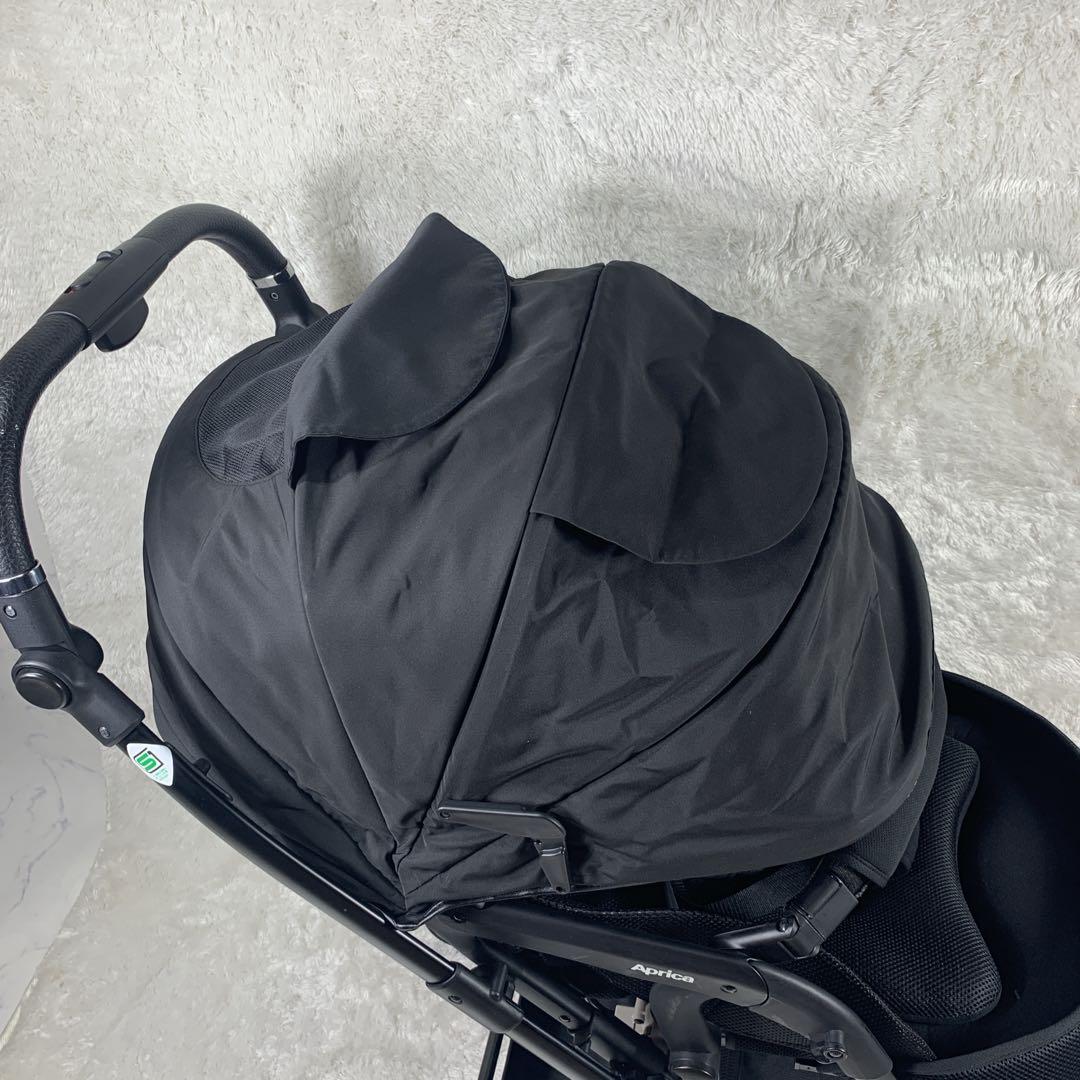 【美品】Aprica アプリカ ベビーカーレザーオニキスブラック 2174894