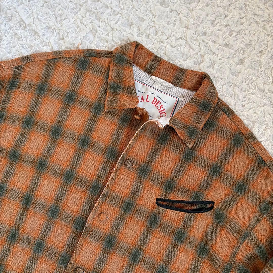 美品　natal design エルボーパッチオンブレチェックシャツジャケット