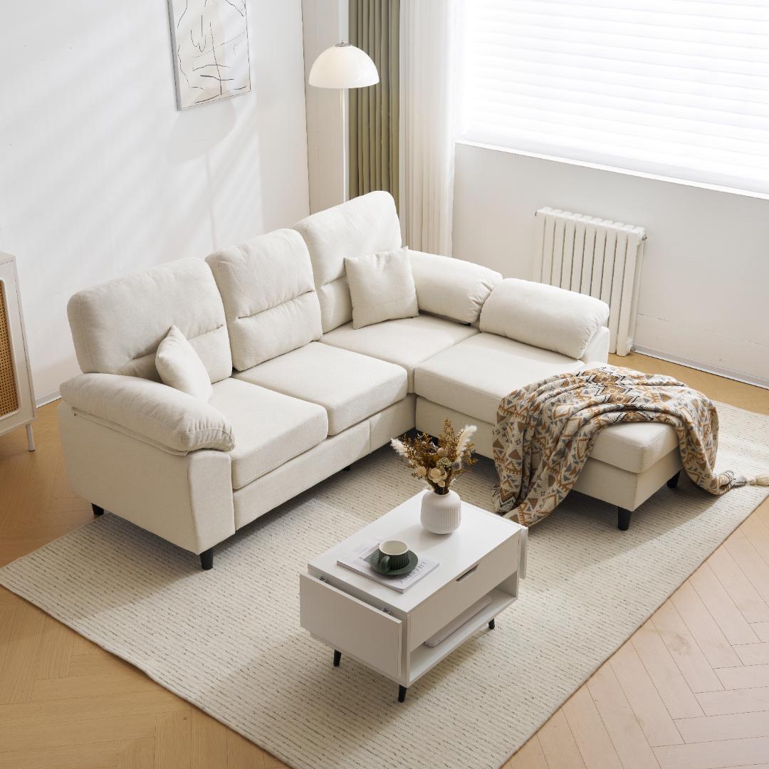 超人気！ ソファーセット 2-5人掛け クッション付き 肘付きWhite