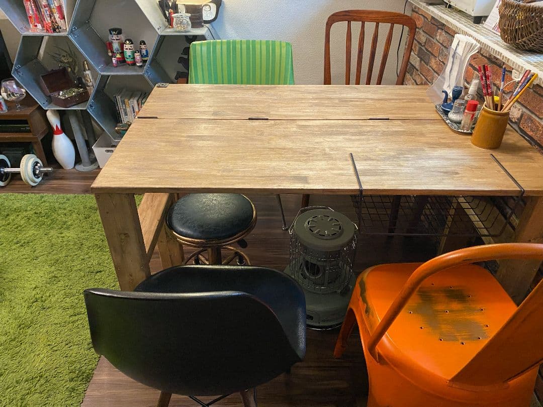 天板折り畳み式ダイニングテーブル　ジャコビーン　ワックス仕上げ