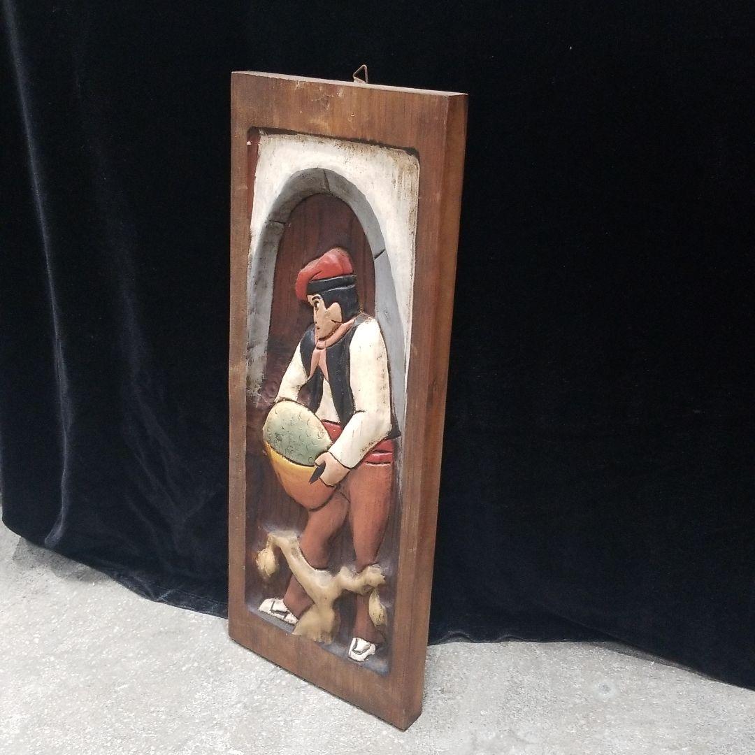 壁掛け　木彫　装飾　イタリア