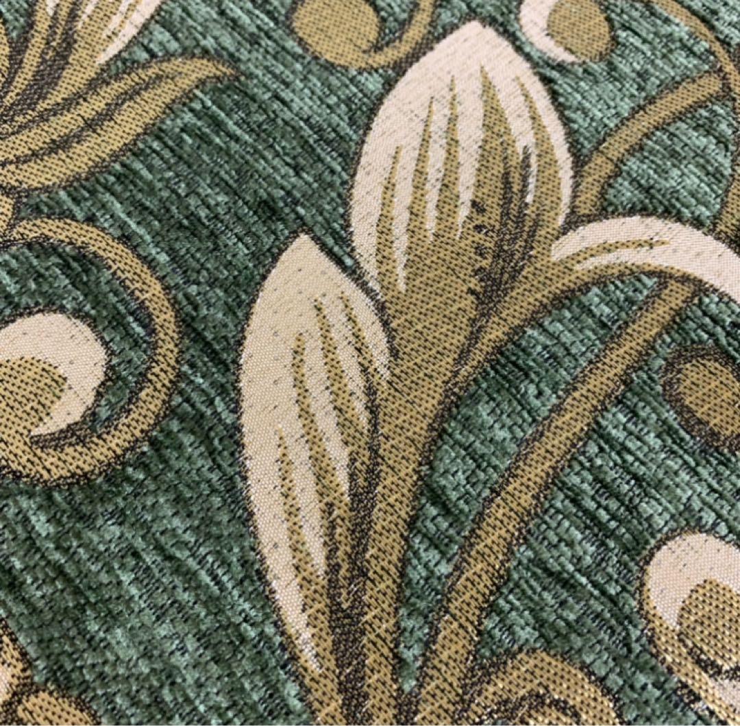 さくら様10/1入荷シェニールダイニングシートクッショングリーン 6枚セット