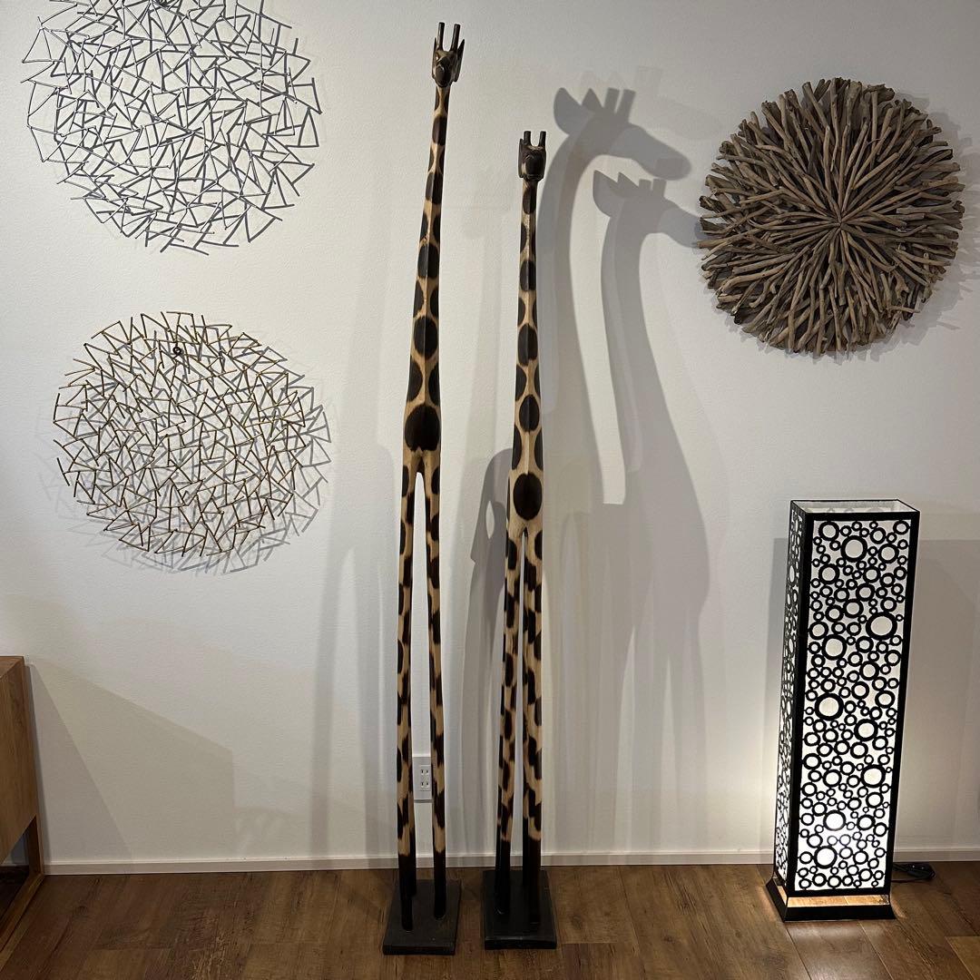 【訳あり】バリ島木彫りきりん1.8m2m2体セット通常36,300円がなんと！1