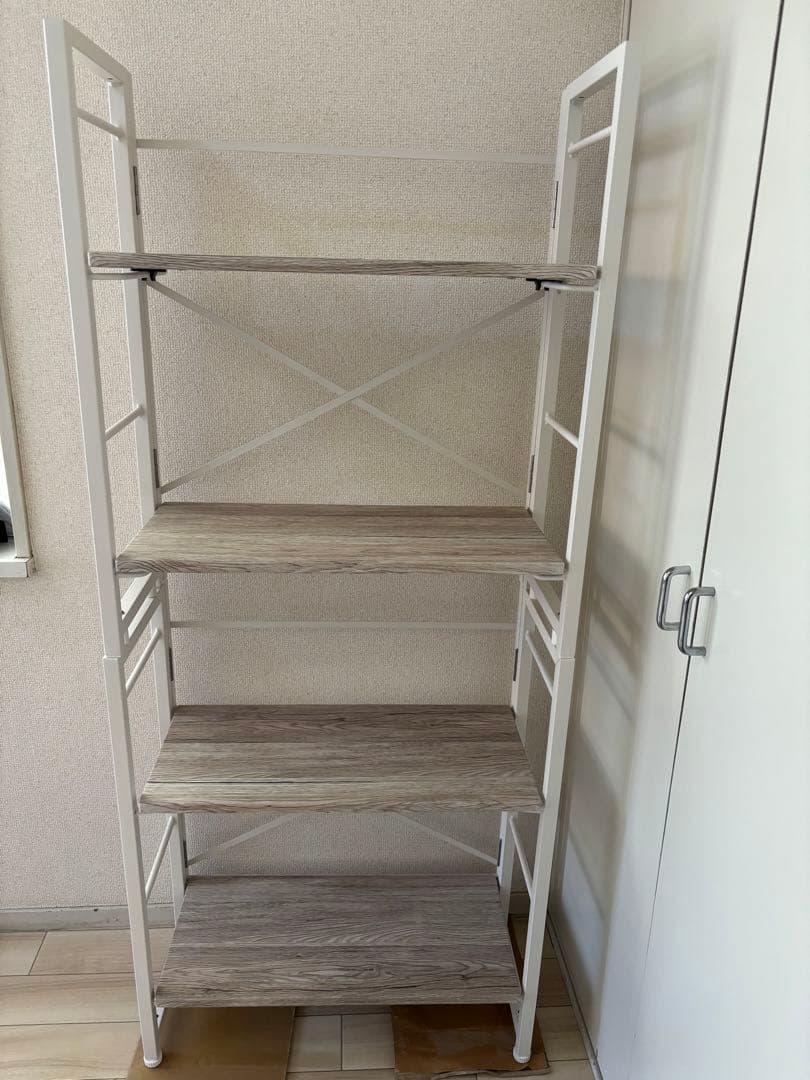 2個組 幅60 奥行28 高さ71cm 本棚 折りたたみラック アイボリー