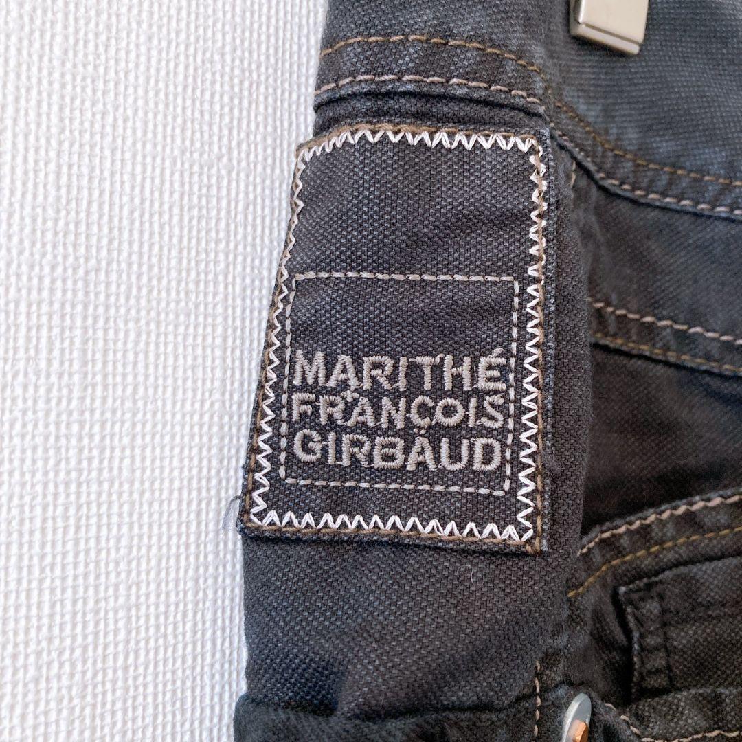 マリテフランソワ　ストレートデニムパンツ　S　黒　リネン混　薄手　384