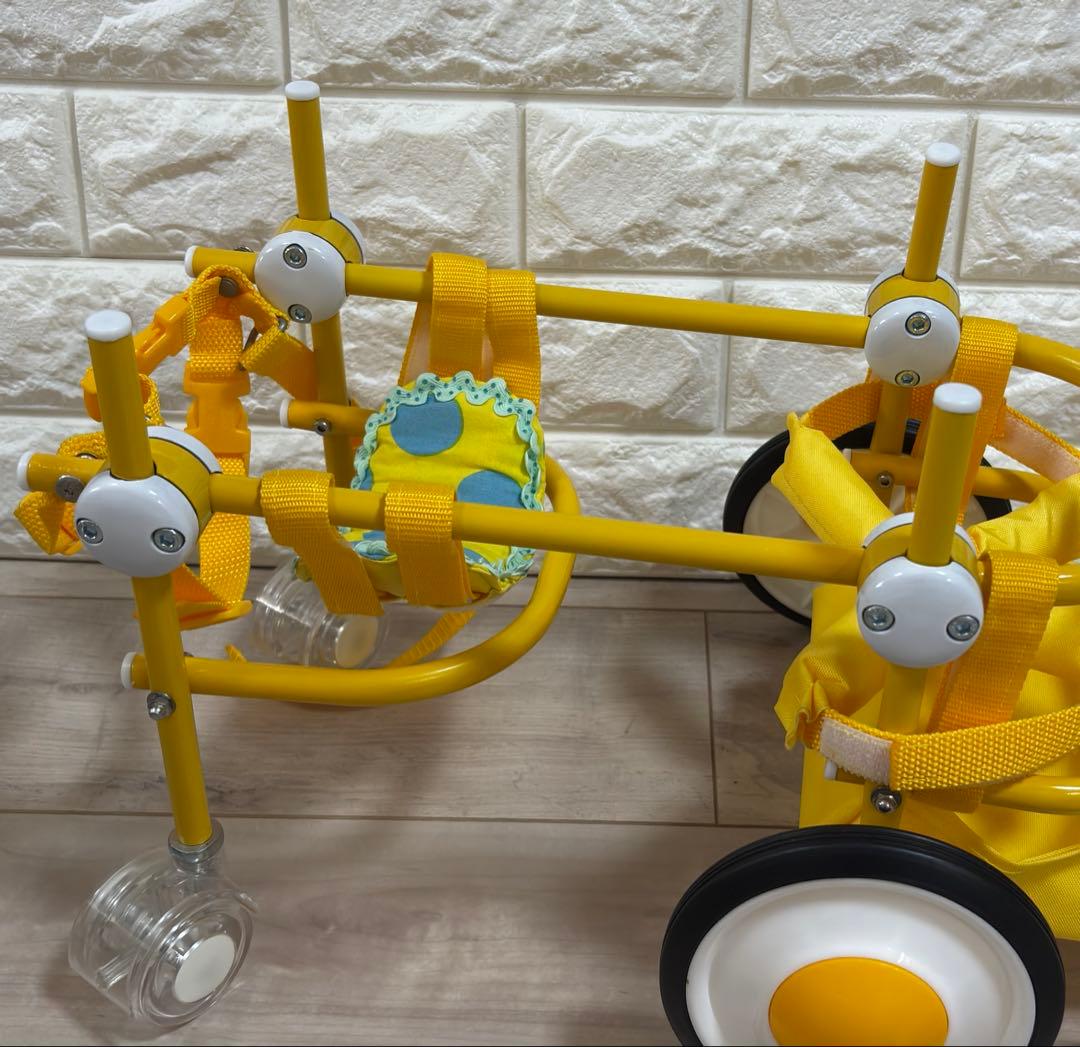 【オーダーメイド】犬車椅子　パーツ取り外し可能　頑丈　車輪回転良好 イエロー