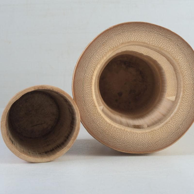 茶道具　淡完作　竹一重切花入　銘好日　紫野　長谷川寛州書付　共布共箱　V9747