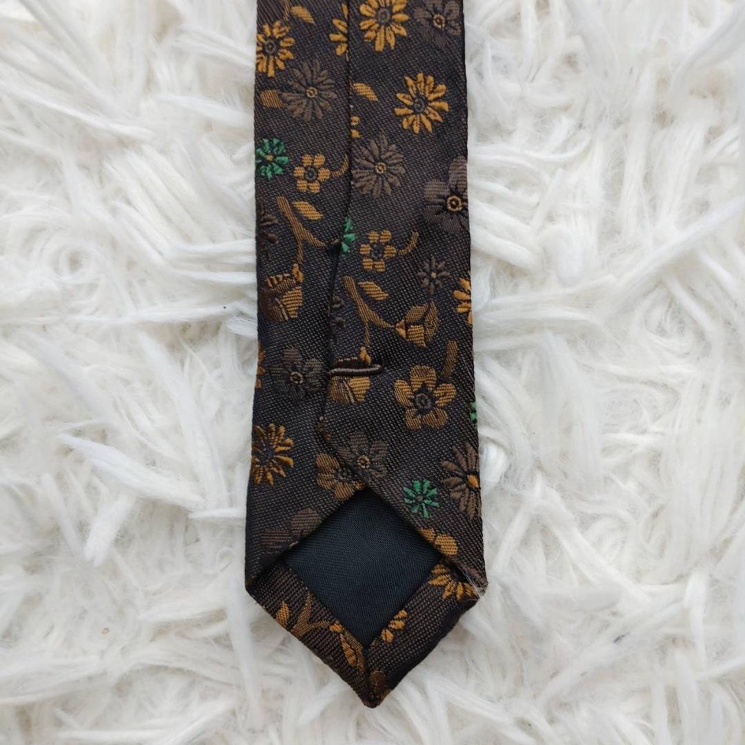 コムデギャルソン 高級シルクネクタイ 総柄 ダークブラウン