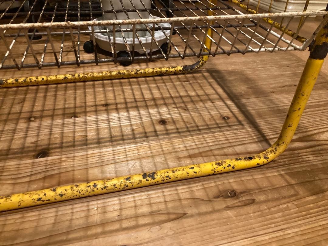 昭和レトロ　ワイヤーラック3段仕様　キャスター無ガーデニング　シャビーラック12