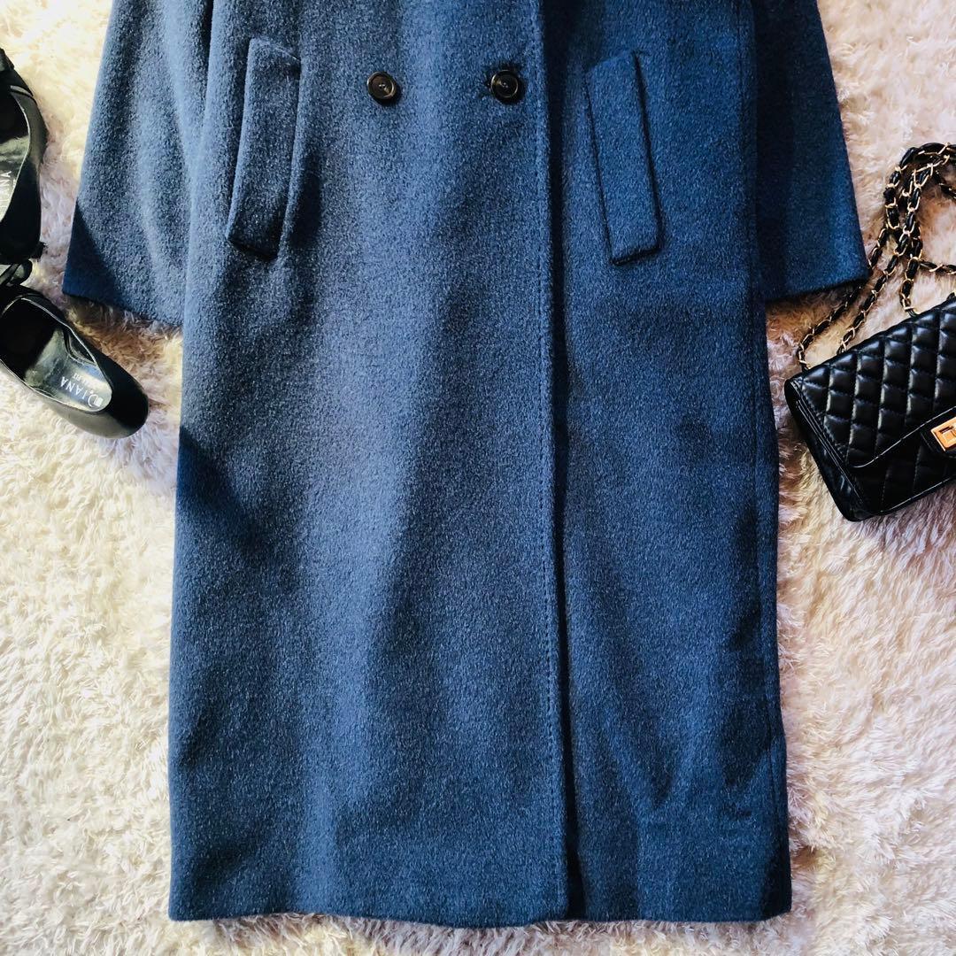 48大きめ✨希少色 22年 未使用級 マックスマーラ アルパカコートモヘヤ 青