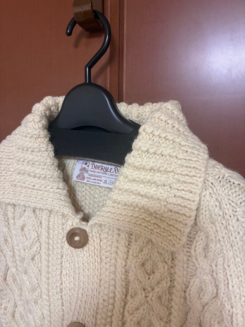 INVERALLAN インバーアラン　ニット　カーディガン　生成り　茶タグ
