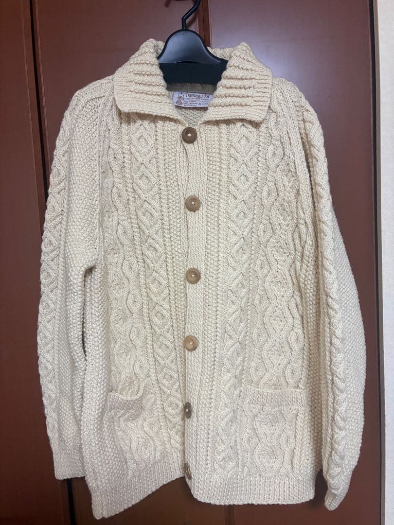 INVERALLAN インバーアラン　ニット　カーディガン　生成り　茶タグ