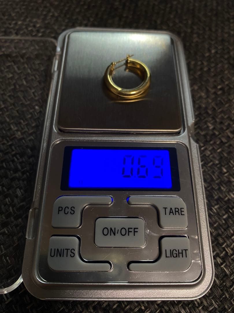 K18 刻印 フープ ピアス 両耳 ゴールド 1.38g