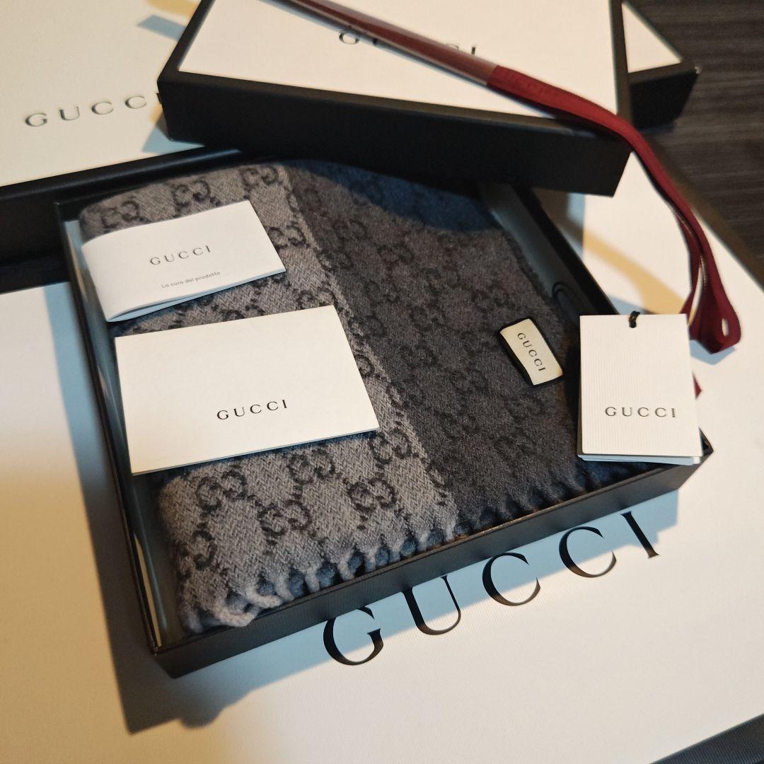 ❤美品箱付き❤GUCCI マフラー ショール スカーフ❤カシミア❤グレー❤