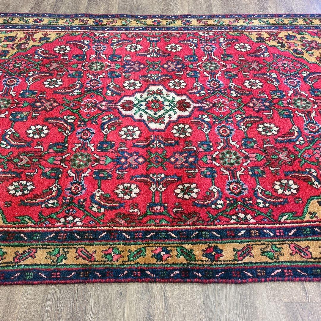 ヴィンテージラグ　ペルシャ絨毯　ハマダン　手織り絨毯　トライバルラグ