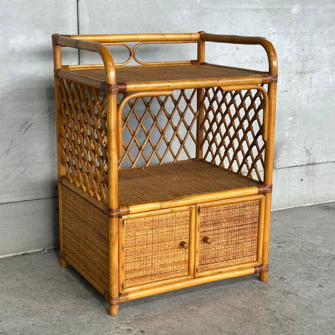 ꧁オールドラタン꧂昭和レトロ 古家具 アーチ型 シェルフ 飾り棚 ラック