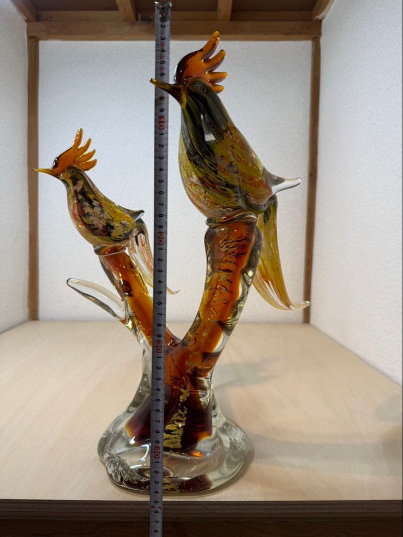 ガラス製の鳥　置物