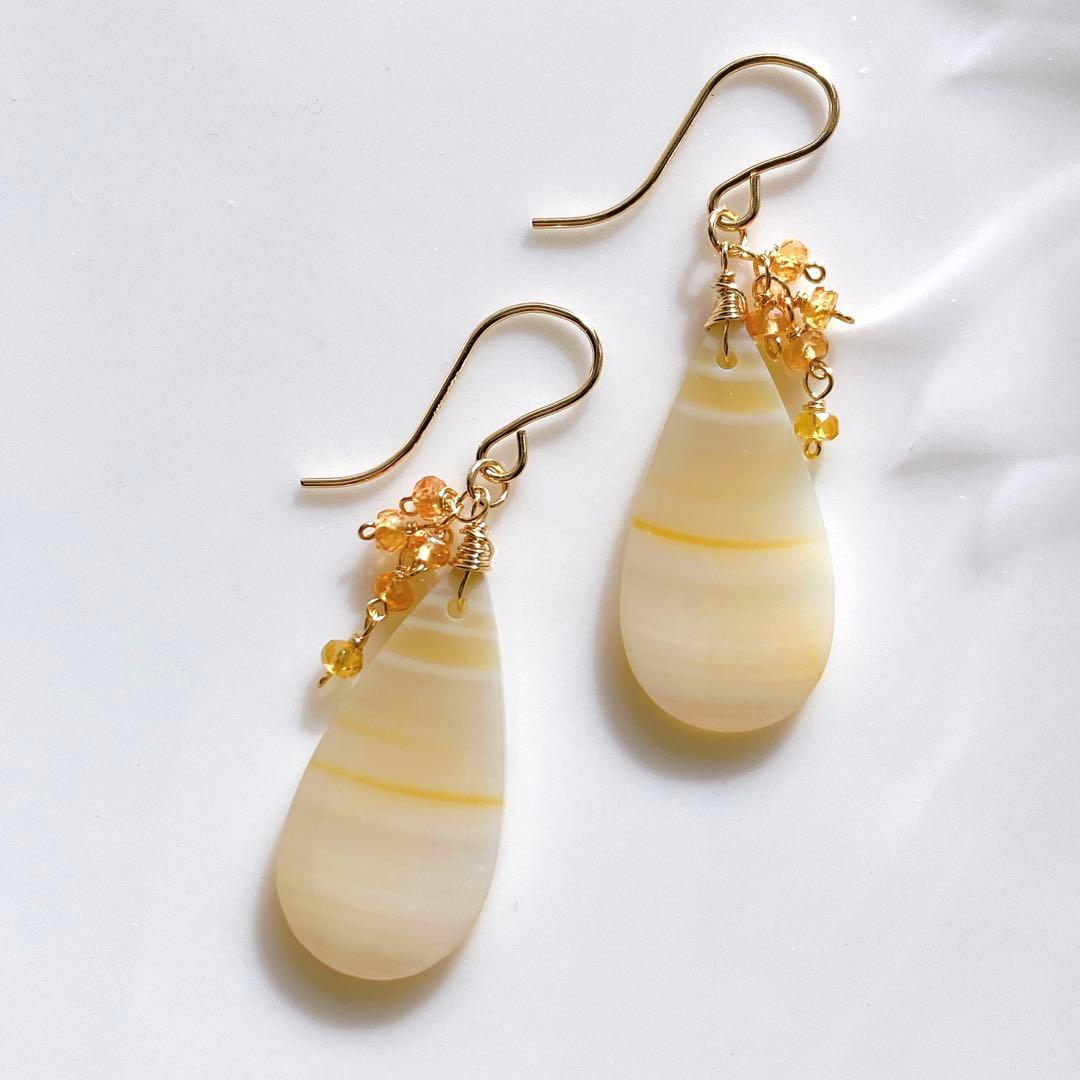 tama◆一点物✧希少✧パープルプルームアゲート×アイオライトピアス