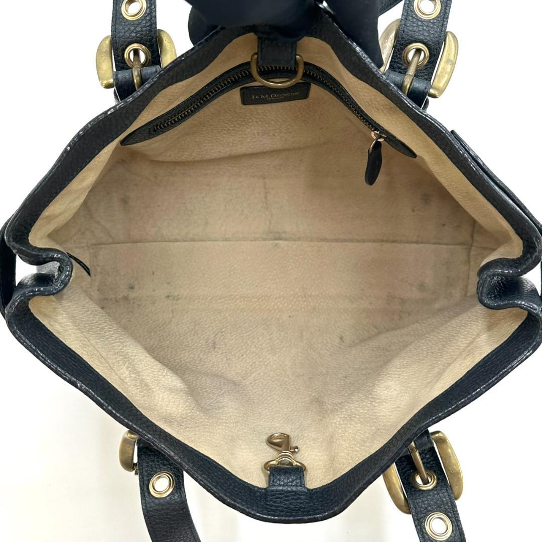 J&M DAVIDSON シボ革 A4収納可能 トートバッグ ハンドバッグ 黒