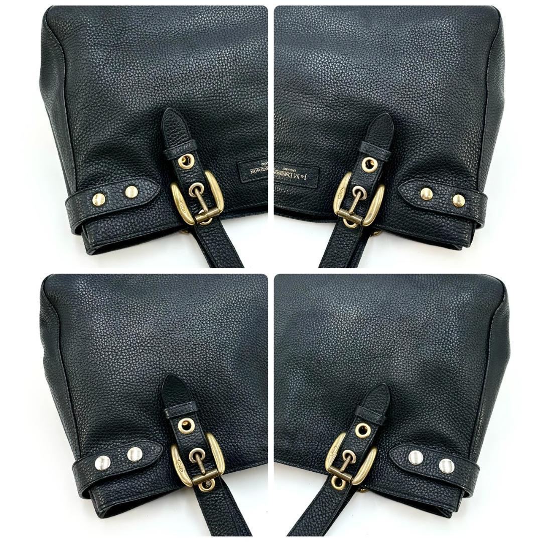 J&M DAVIDSON シボ革 A4収納可能 トートバッグ ハンドバッグ 黒