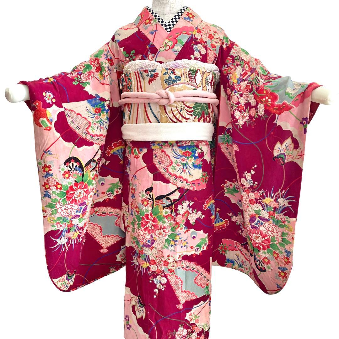 アンティーク 7歳 女の子 子供着物 七五三 アンティーク着物 NO110
