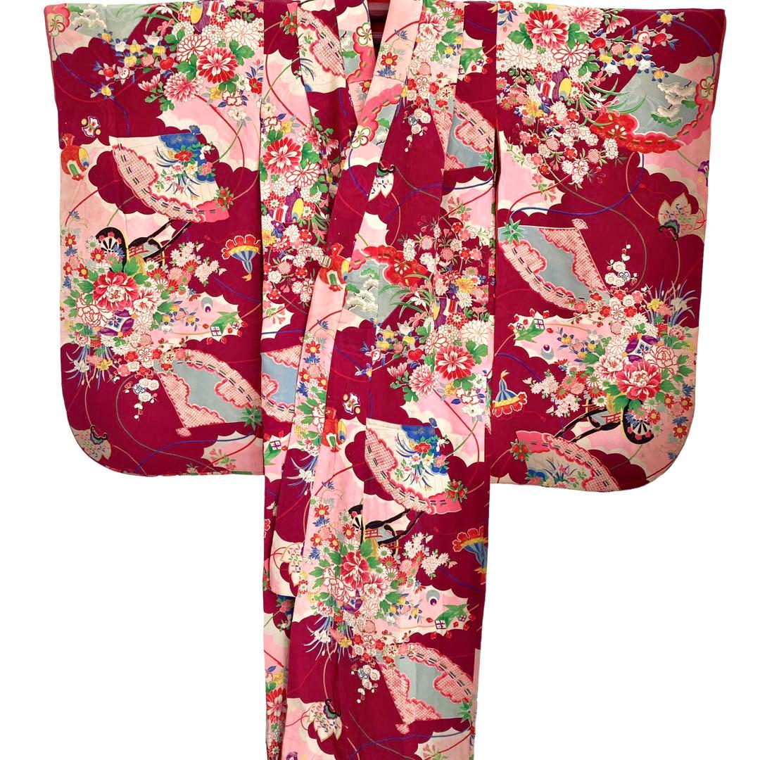 アンティーク 7歳 女の子 子供着物 七五三 アンティーク着物 NO110