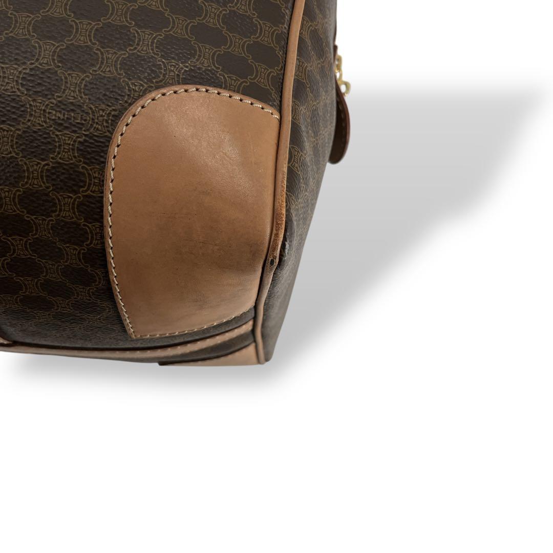 良品　オールド　セリーヌ　ボストンバッグ　トリオンフ　マカダム柄　PVCレザー