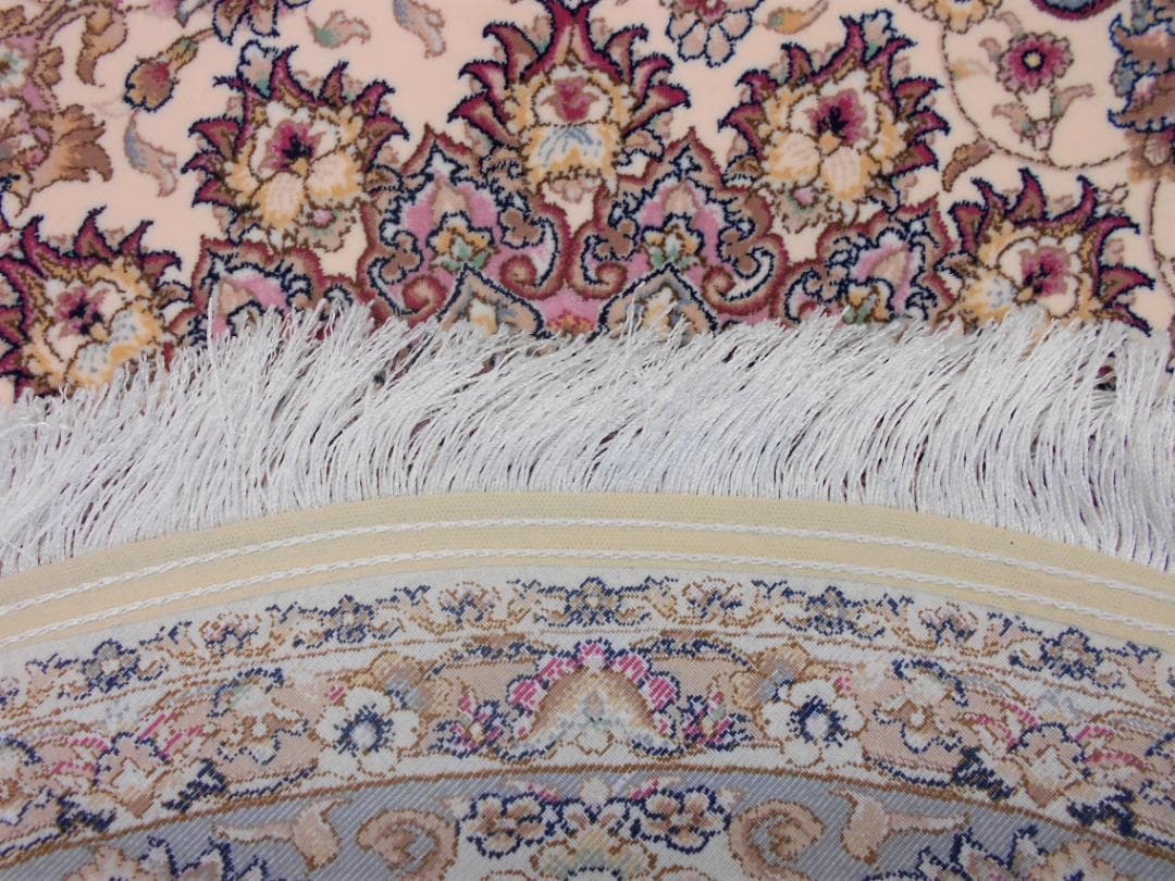 170万ノット！輝く、本場イラン産 絨毯！円形 150cm‐201181