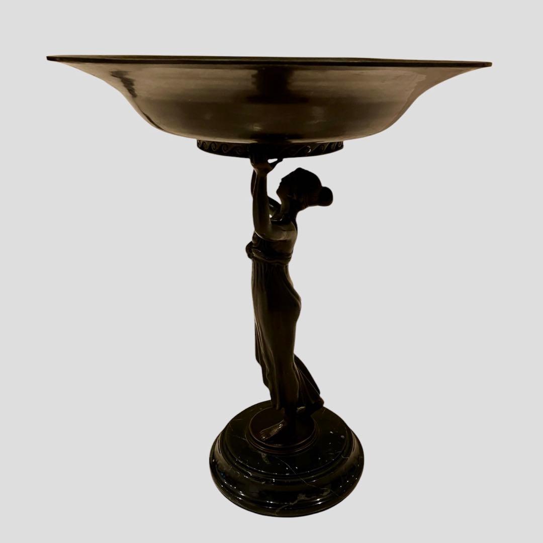 【希少】西洋アンティーク ブロンズ像 (小物入れ) アート 大理石