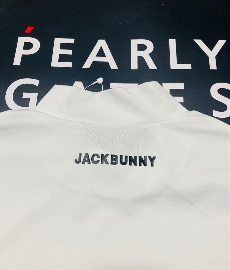 新品 パーリーゲイツ ジャックバニー 起毛ベア天 モックネックシャツ(5)L/白