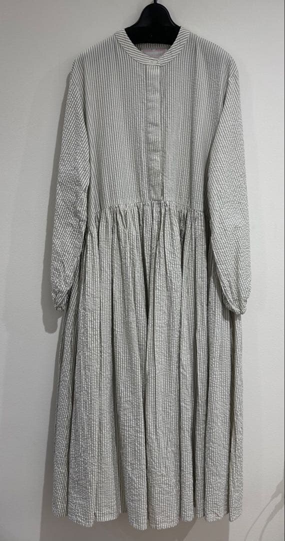 ビアズリー　ストライプ　ギャザーワンピース