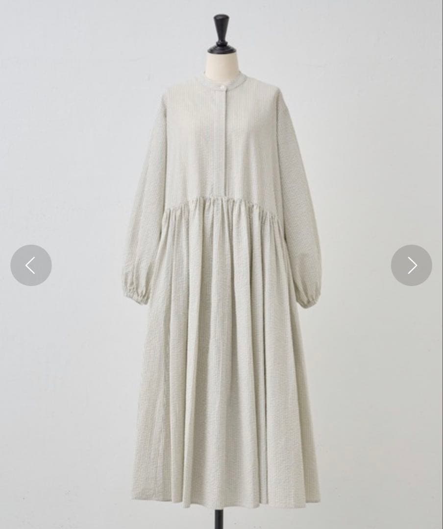 ビアズリー　ストライプ　ギャザーワンピース