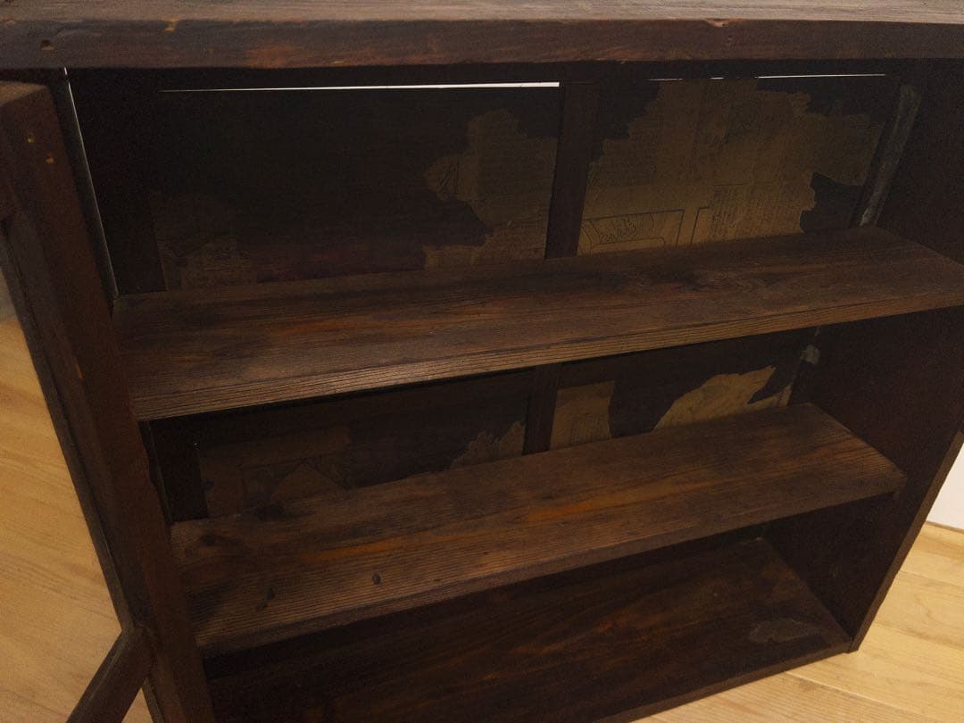 ガラス棚　開戸　木製　収納棚　古道具　古家具　和家具　ビンテージ　アンティーク