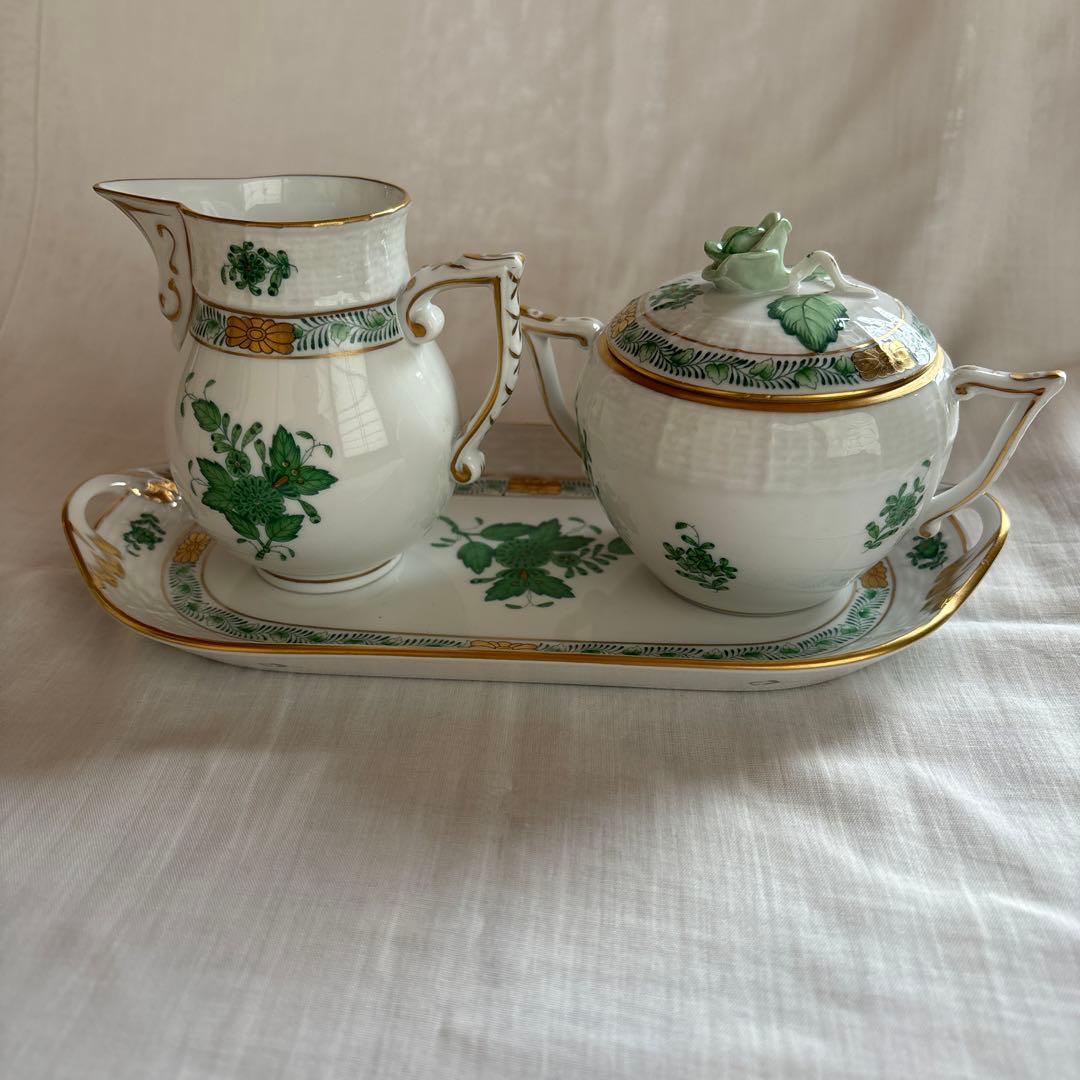 ヘレンド　クリーマー・ボンボニエール・トレーセット