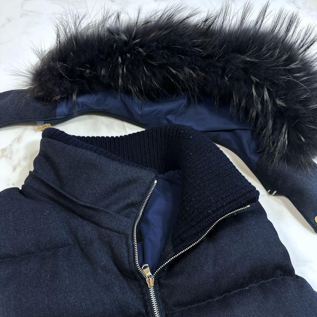 タトラス　ダウン　ベスト　LUSERA　02ネイビー　リアルファーフード　ウール