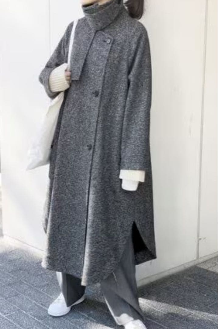 22AW スピック&スパン Ｗスライバー ヘリンボーン ボリュームコート 36