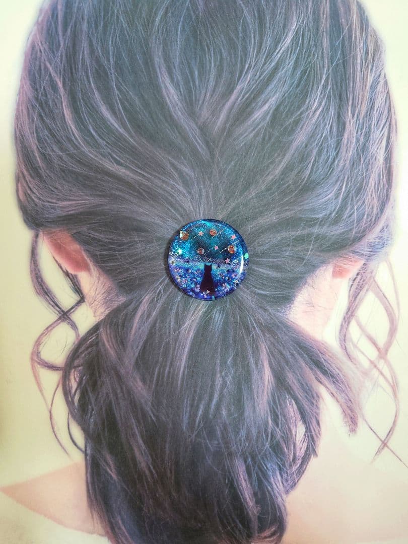 レジン　猫　ヘアゴム　ブローチ　ポニーフック　No.285