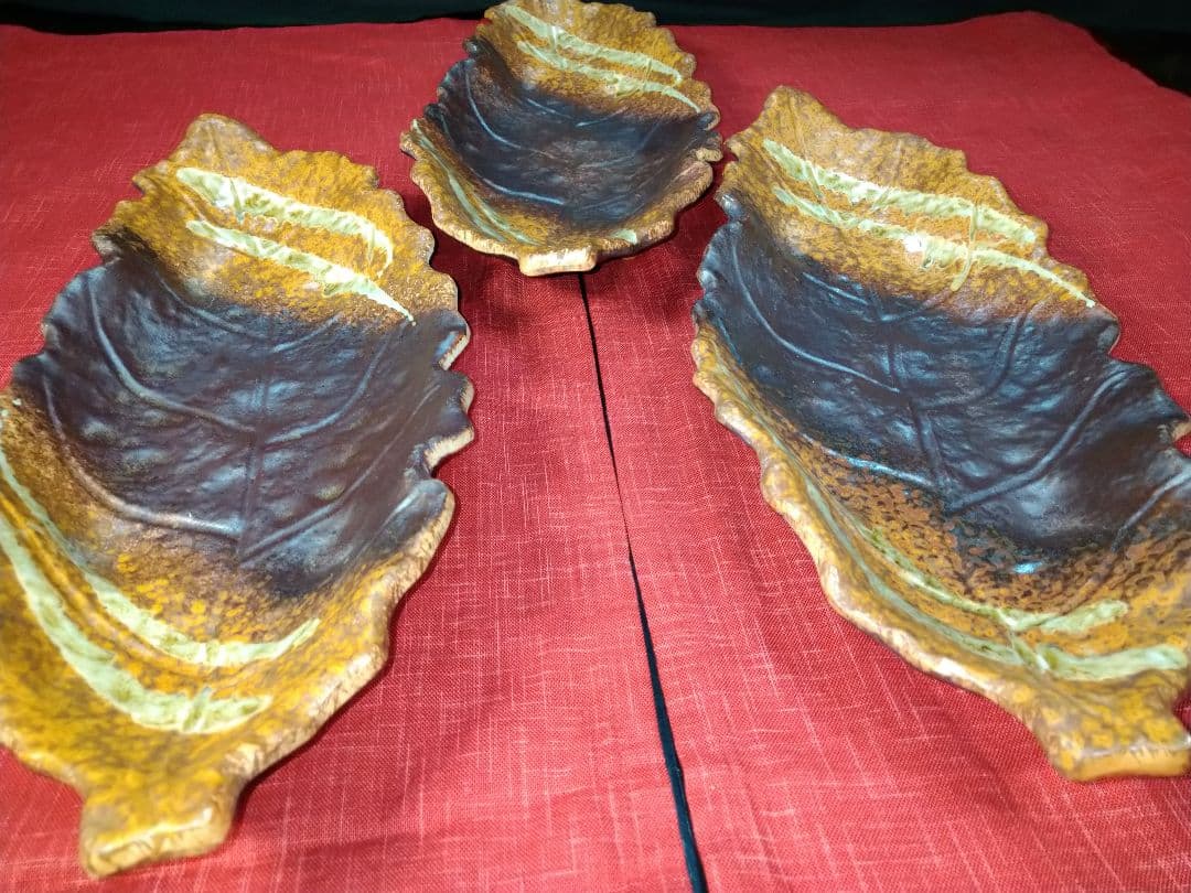 ♦プロが選ぶデザイン萬古焼大皿 ⬛南蛮一珍木の葉 ⬛４１cm特大長大皿 ２皿