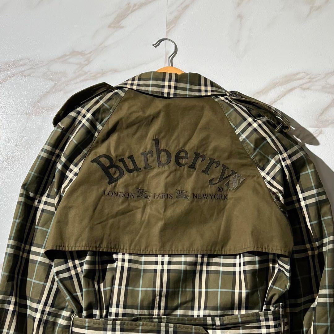 希少 BURBERRY バーバリー　リバーシブル　チェック　ロゴ　トレンチコート