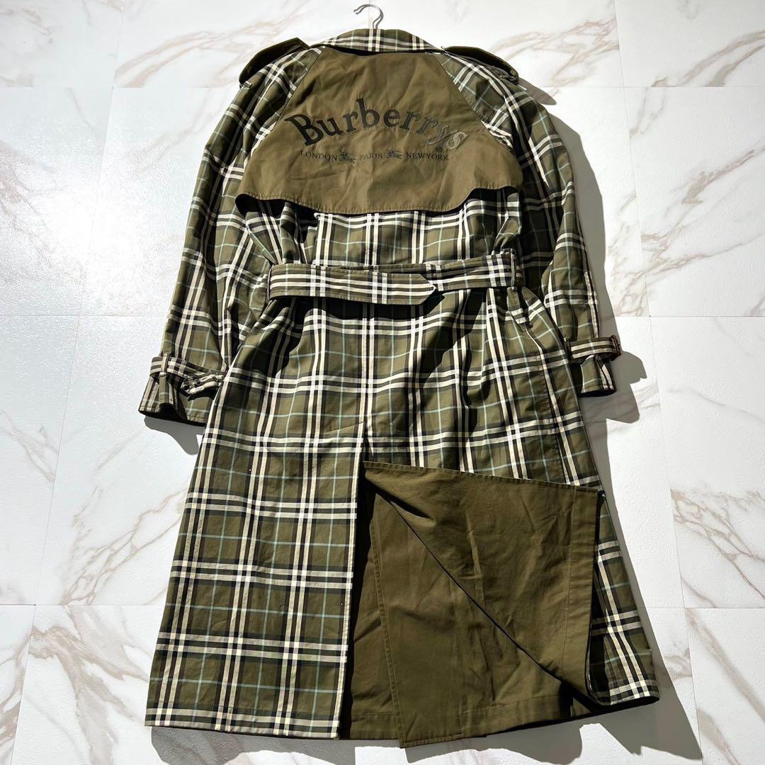 希少 BURBERRY バーバリー　リバーシブル　チェック　ロゴ　トレンチコート