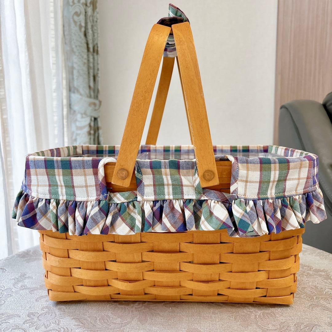 ロンガバーガー❤️バスケット❤️ミディアムマーケット❤️ハンドメイド　マドラスチェック