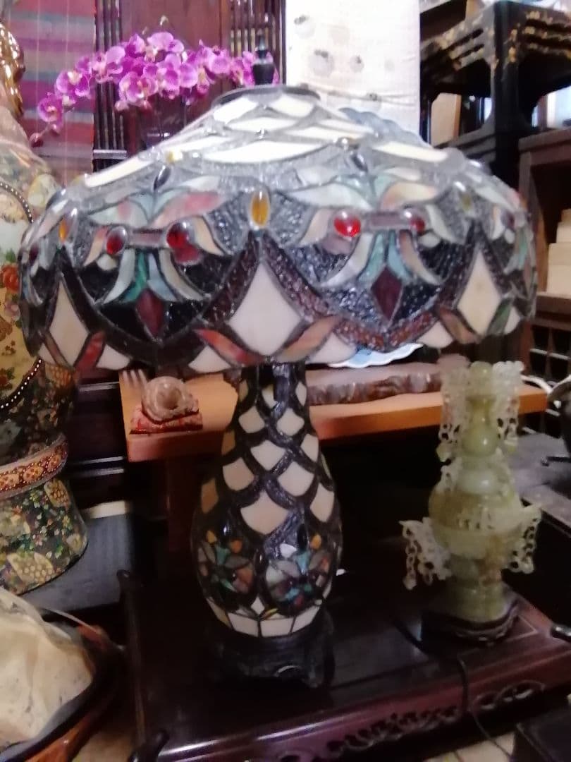 ステンドグラスランプ特大　アンティーク　骨董