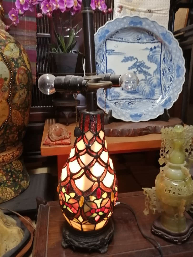 ステンドグラスランプ特大　アンティーク　骨董