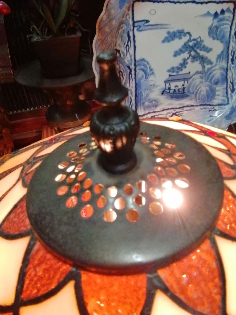 ステンドグラスランプ特大　アンティーク　骨董