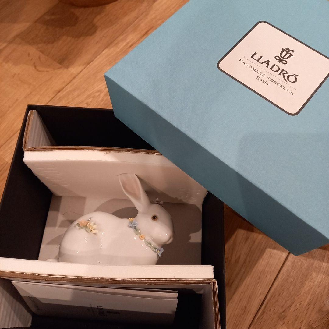 【お値下げ】Lladro ウサギの置物 陶器製 元箱付き