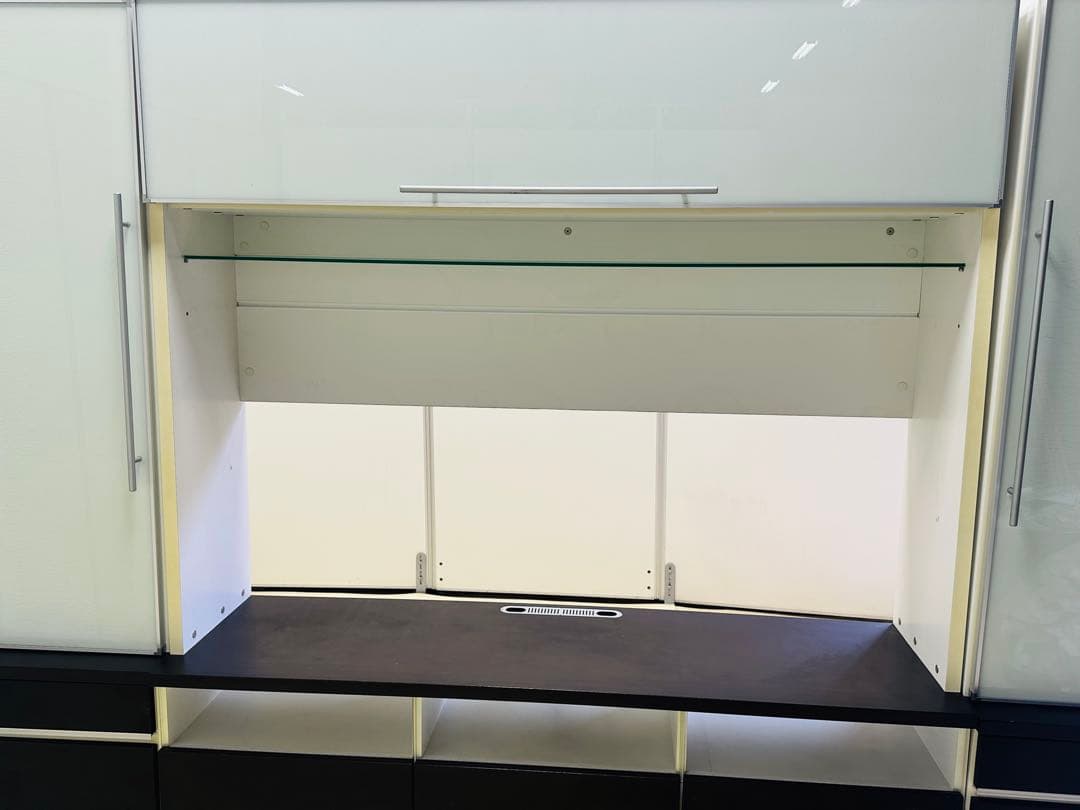 テレビ台 茶　ホワイト ガラス